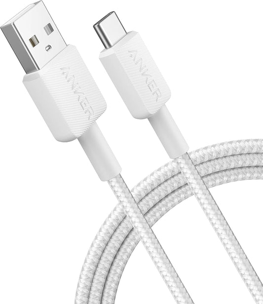 Data- og ladekabel USB-A - USB-C Anker 322, 18W, 0,9m, hvit A81H5G21