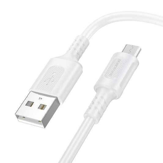 Data- og ladekabel USB-A - microUSB Borofone BX111 Feliz, 18W, 1m, hvit