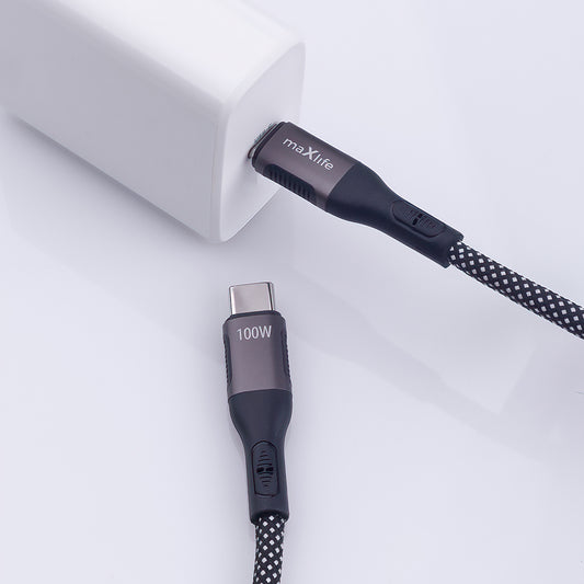 USB-C - USB-C MaXlife MXUC-11 Magnetisk data- og ladekabel, 100W, 1m, Svart