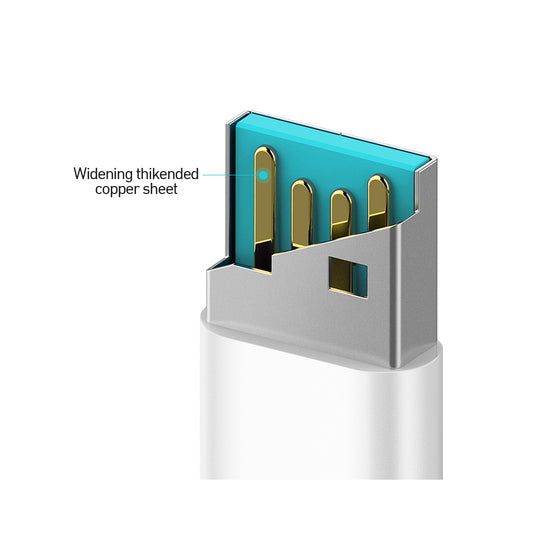 USB-A - Lightning Data- og Ladekabel BWOO X172L, 18W, 1m, Hvit