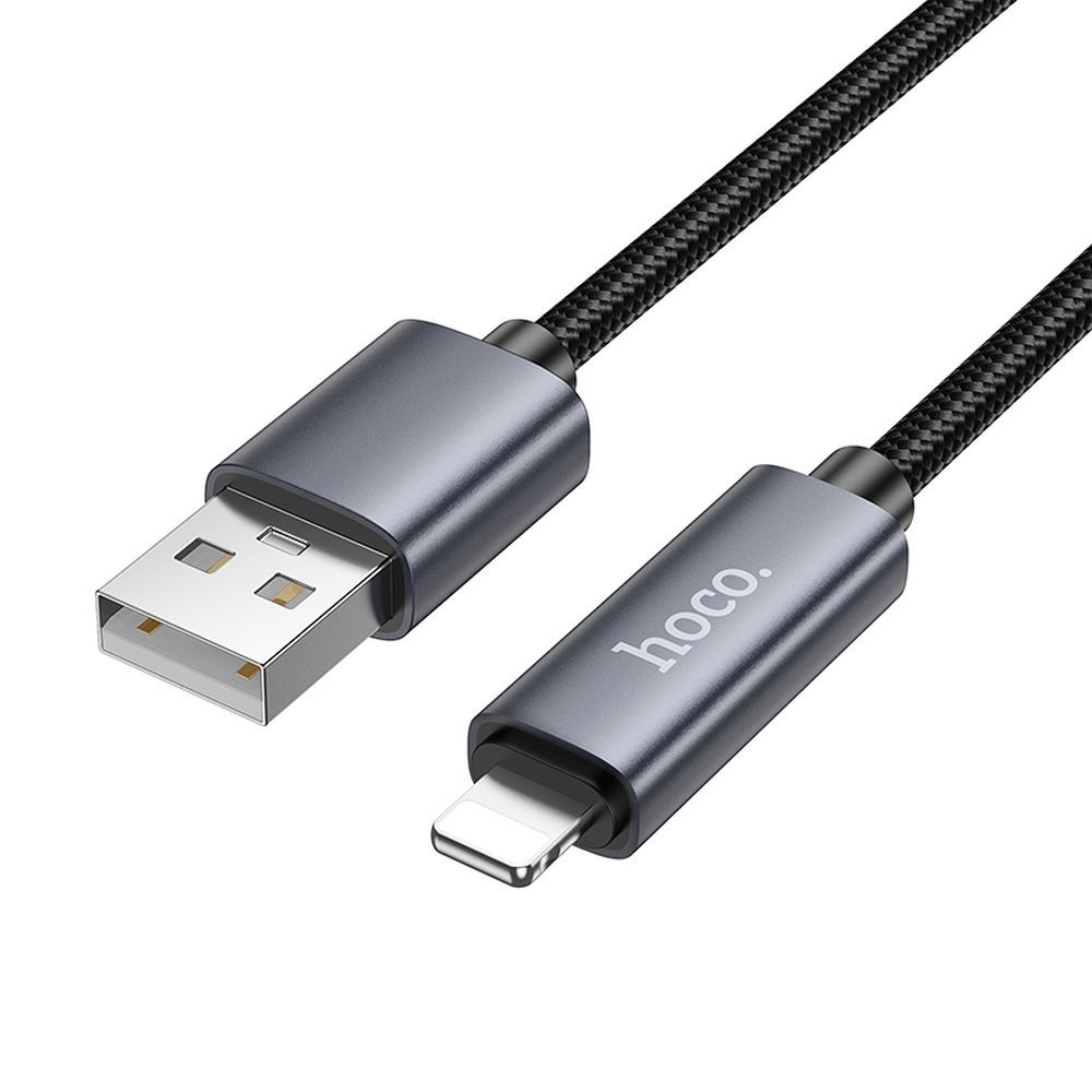 Data- og ladekabel USB-A - Lightning HOCO Display X112, 18W, 1m, Svart