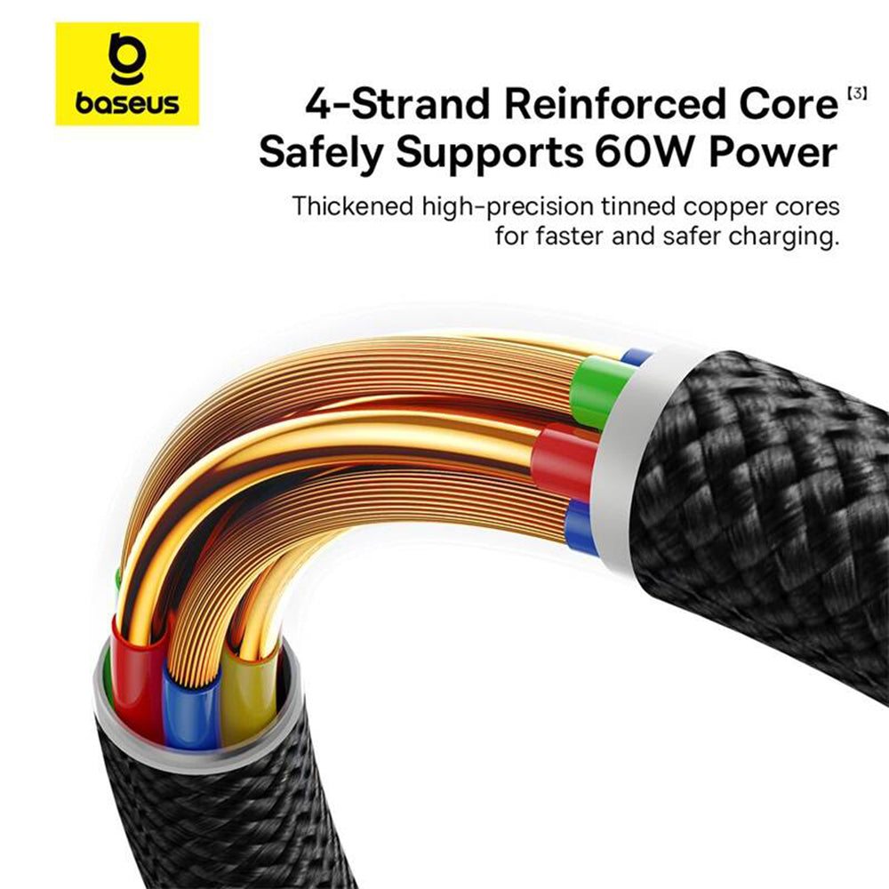 Data- og ladekabel USB-A - USB-C Baseus Dura Series, 60W, 1m, Rød P10377802U01-01