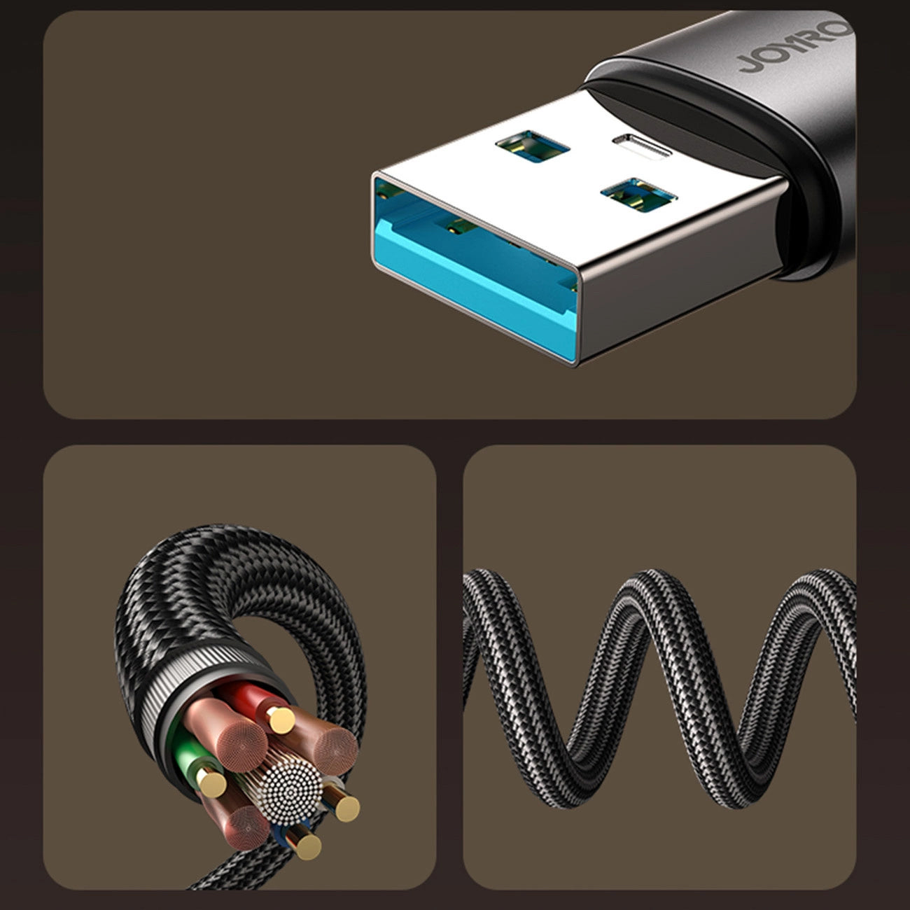Data- og ladekabel USB-A - USB-C Joyroom S-A56 EnjoyX Angled, 20W, 1.2m, Svart