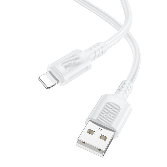 Data- og ladekabel USB-A - Lightning Borofone BX111 Feliz, 18W, 1m, Hvit