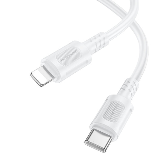 Data- og ladekabel USB-C - Lightning Borofone BX111 Feliz, 27W, 1m, Hvit