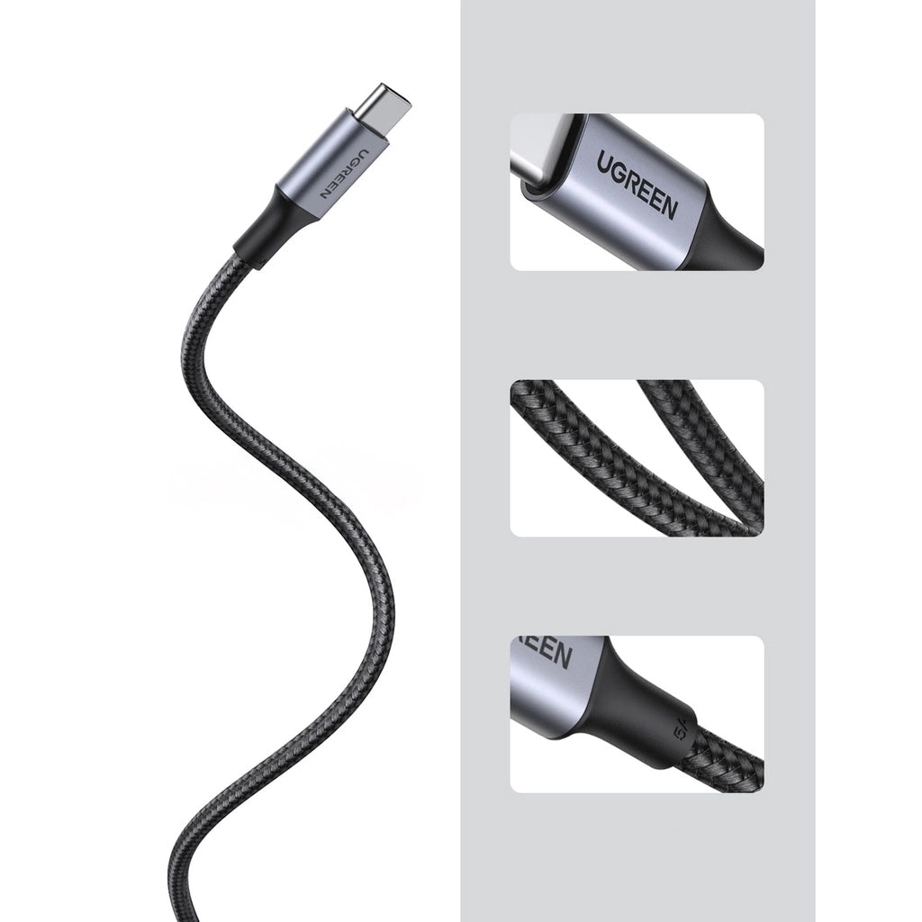 USB-C til USB-C data- og ladekabel UGREEN US316, 100W, 0.5m, Grå
