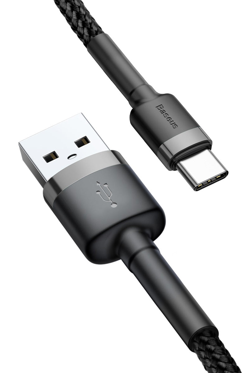 Data- og ladekabel USB-A - USB-C Baseus Cafule, 60W, 1m, Grå CATKLF-BG1