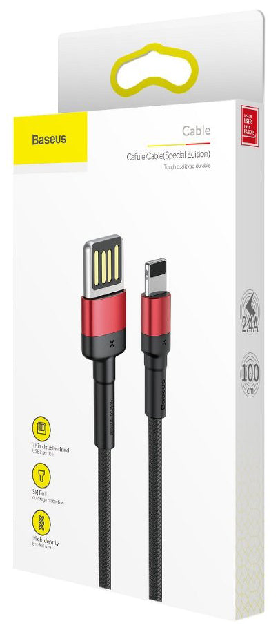 USB-A - Lightning Baseus Cafule Special Edition data- og ladekabel, 18W, 1m, Rød CALKLF-G91