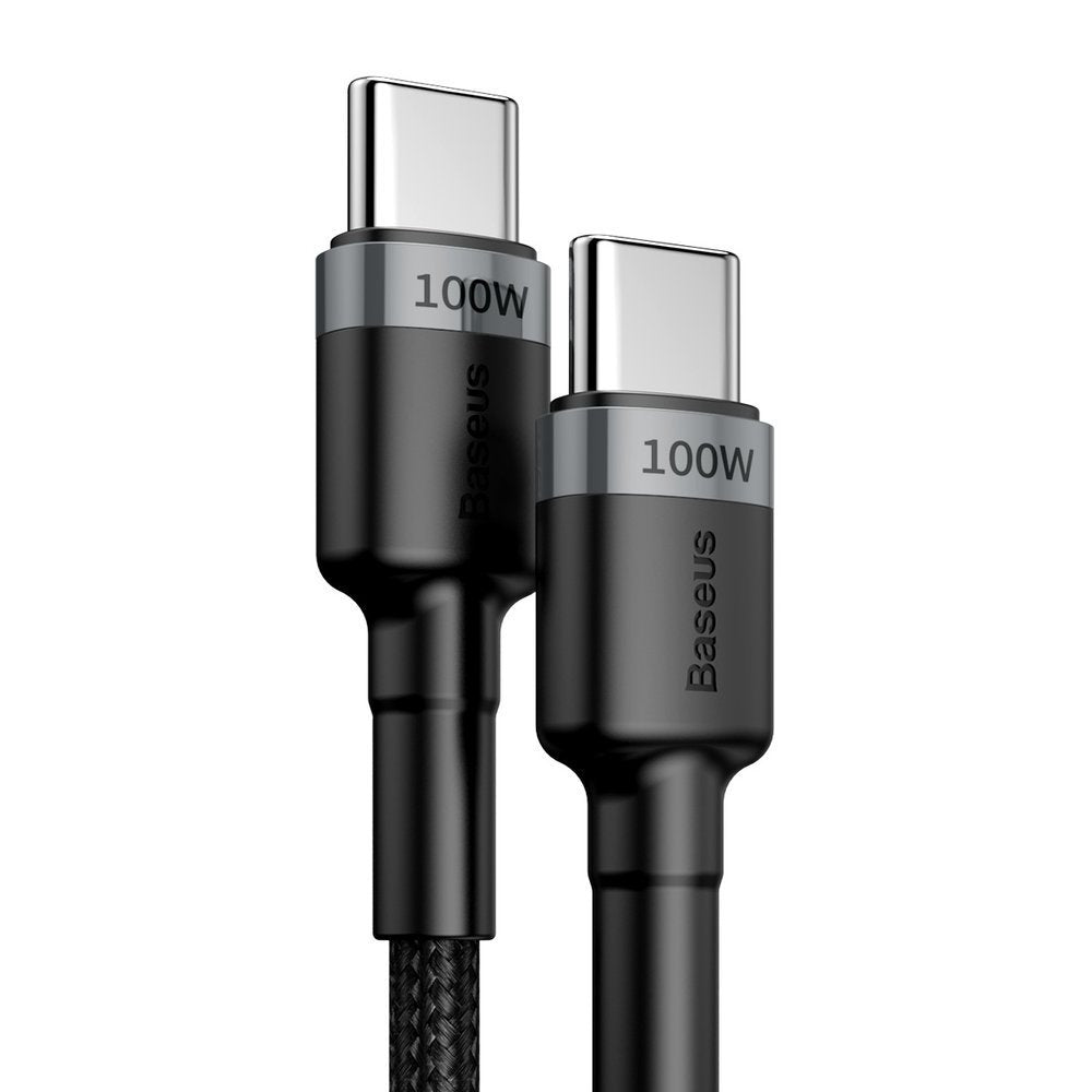 USB-C data- og ladekabel - USB-C Baseus Cafule, 100 W, 2 m, grå CATKLF-ALG1