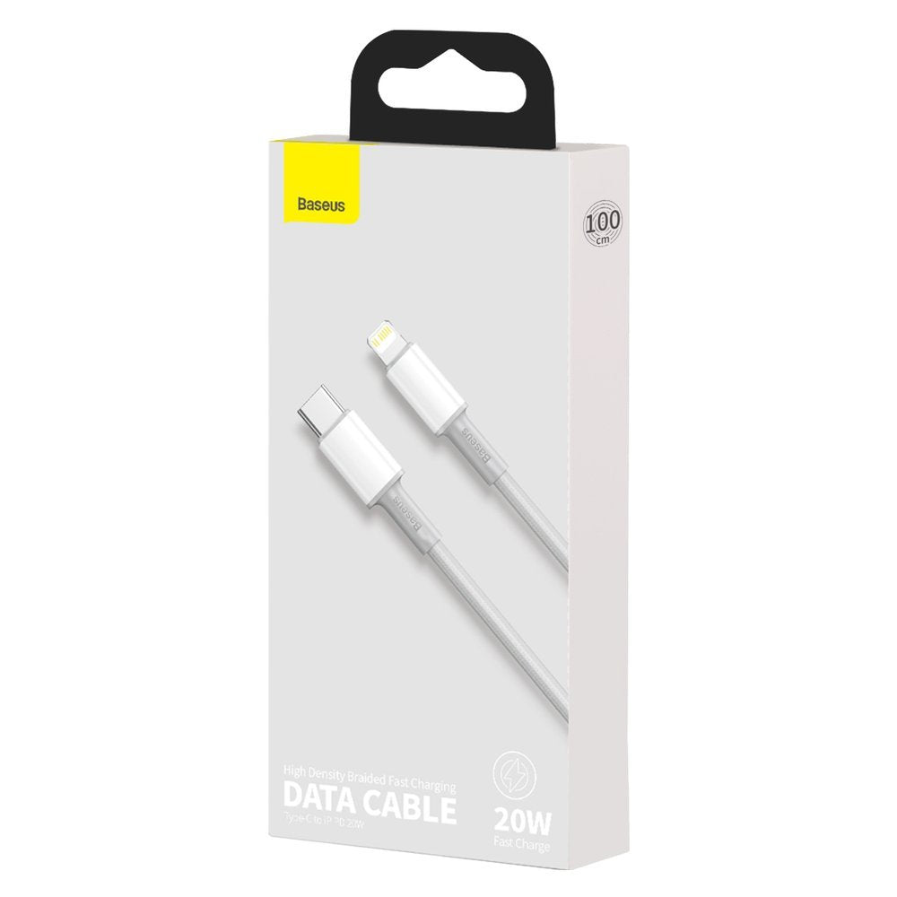 Baseus Flettet USB-C - Lightning data- og ladekabel med høy tetthet, 20 W, 2 m, hvit CATLGD-A02