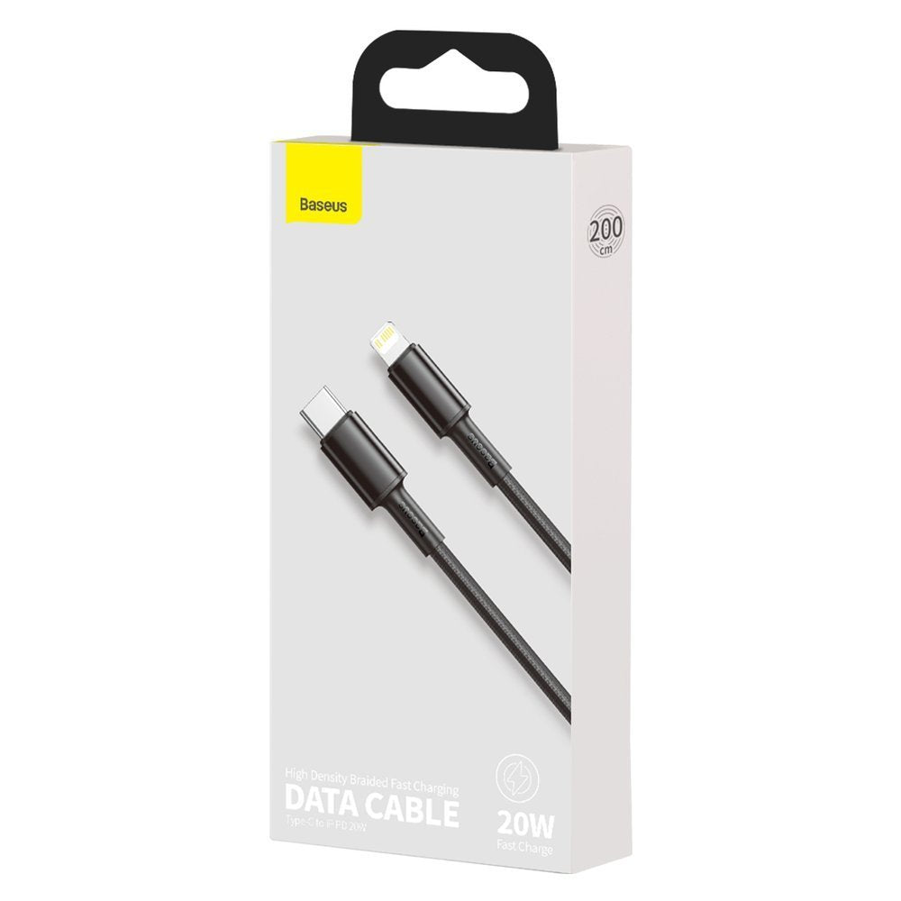 USB-C til Lightning data- og ladekabel Baseus High Density flettet, 20W, 2m, svart CATLGD-A01