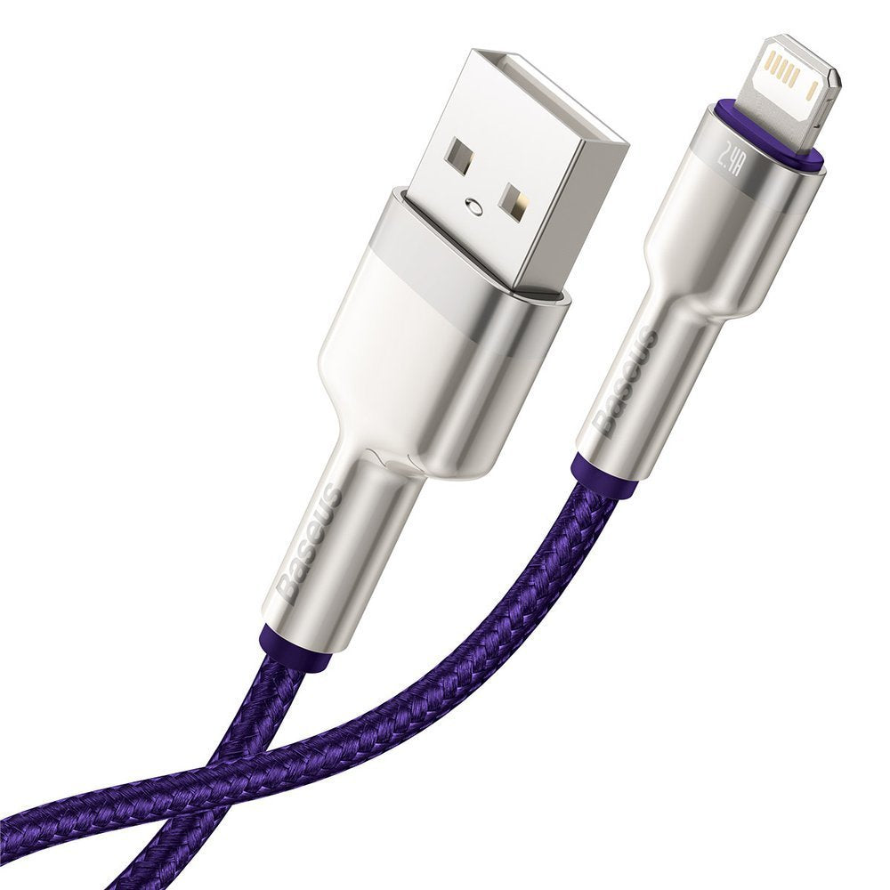 Data- og ladekabel USB-A - Lightning Baseus Cafule Metal Series, 18 W, 1 m, lilla CALJK-A05