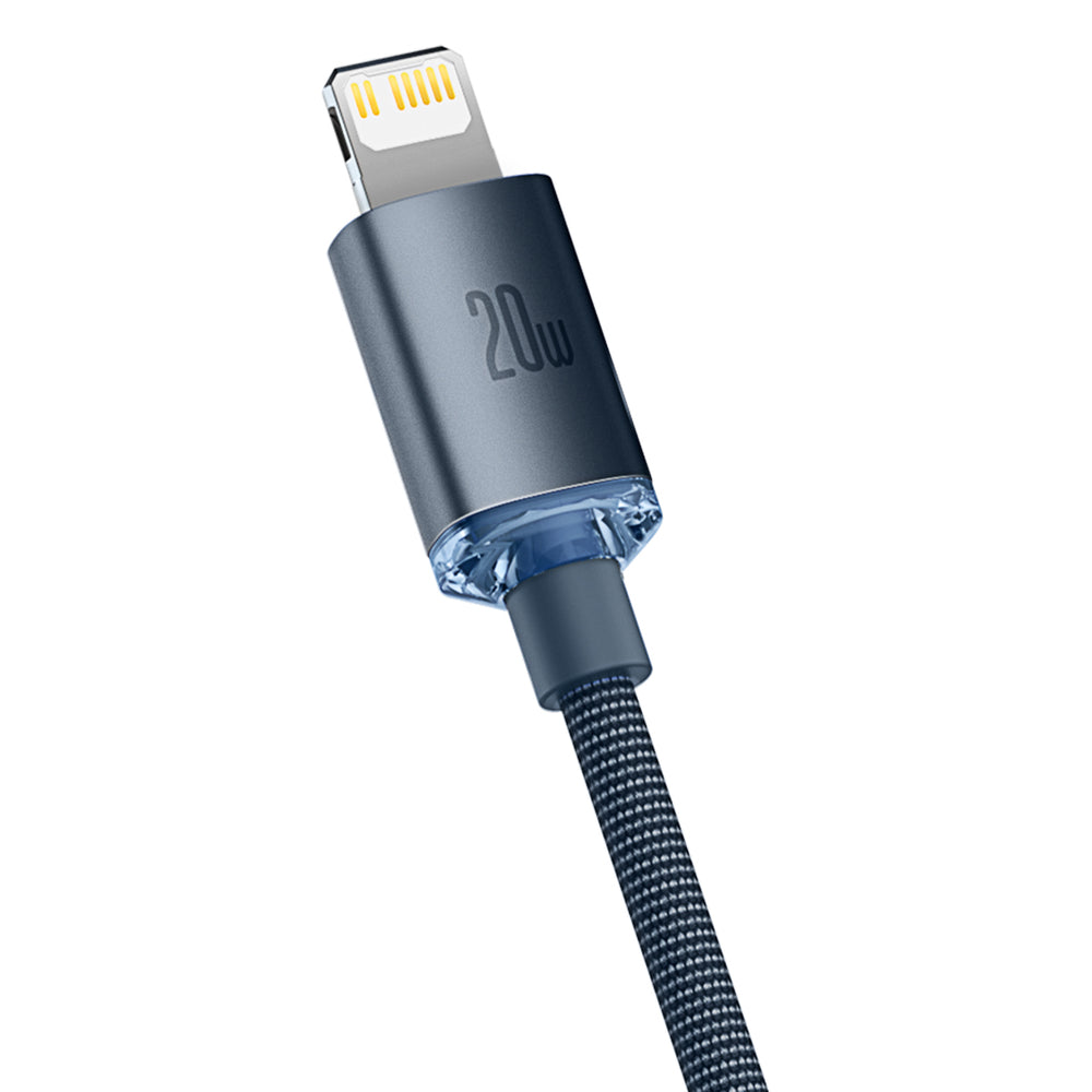 USB-C - Lightning Baseus Crystal Shine Series data- og ladekabel, 20W, 1.2m, Svart CAJY000201