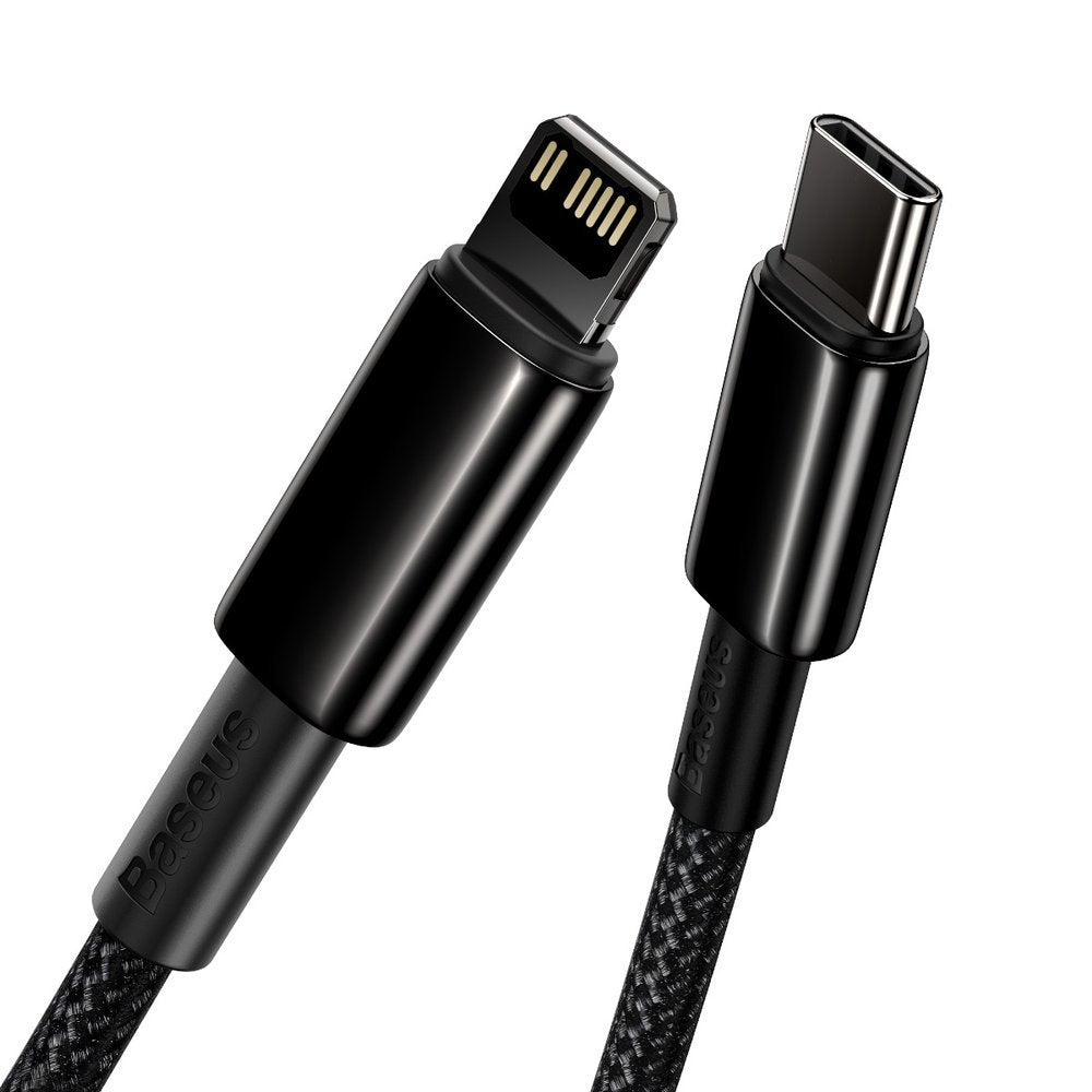 Data- og ladekabel USB-C - Lightning Baseus Tungsten Tungsten Gold, 20 W, 1 m, svart CATLWJ-01 CATLWJ-01