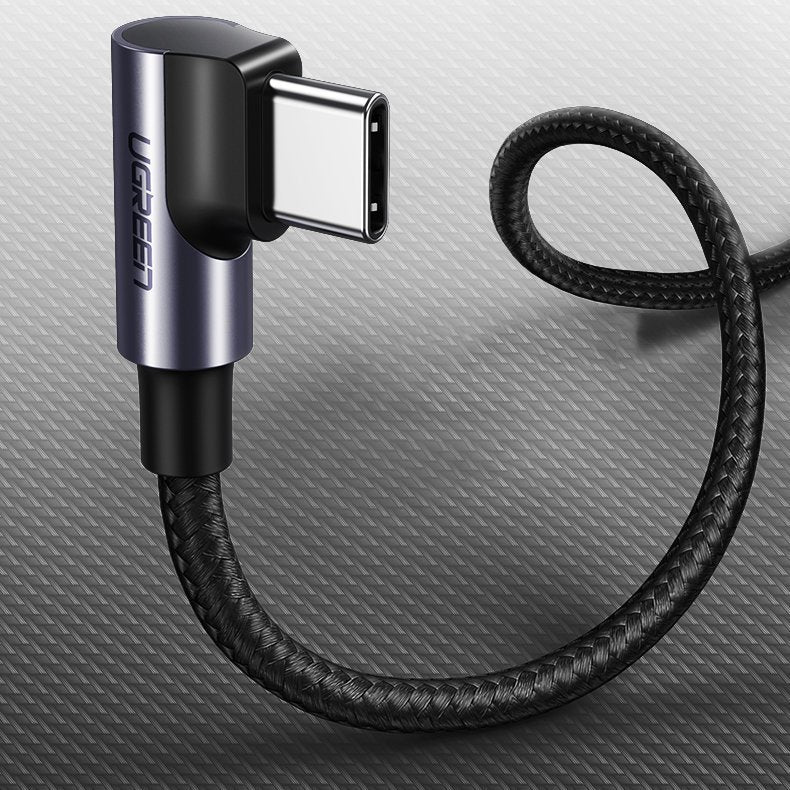 USB-C til USB-C data- og ladekabel UGREEN US255 Angled, 60W, 1m, Grå