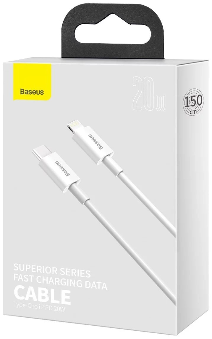 USB-C til Lightning-lade- og datakabel Baseus Superior Series, 20W, 1.5m, Hvit CATLYS-B02