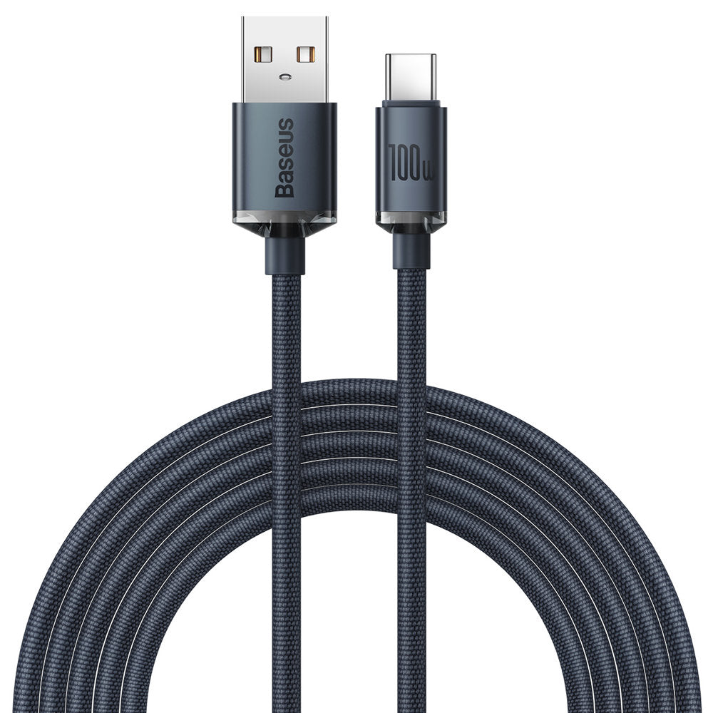 USB-A - USB-C Baseus Crystal Shine Series data- og ladekabel, 100 W, 2 m, svart CAJY000501