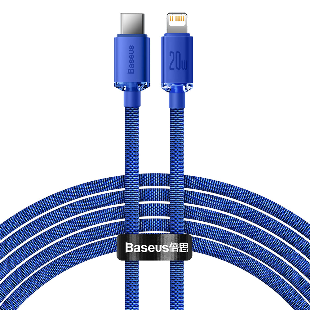 Data- og ladekabel USB-C - Lightning Baseus Crystal Shine Series, 20W, 2m, blå CAJY000303