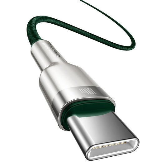 USB-C data- og ladekabel - USB-C Baseus Coffee Baseus Metal Series, 100 W, 2 m, grønn CATJK-D06