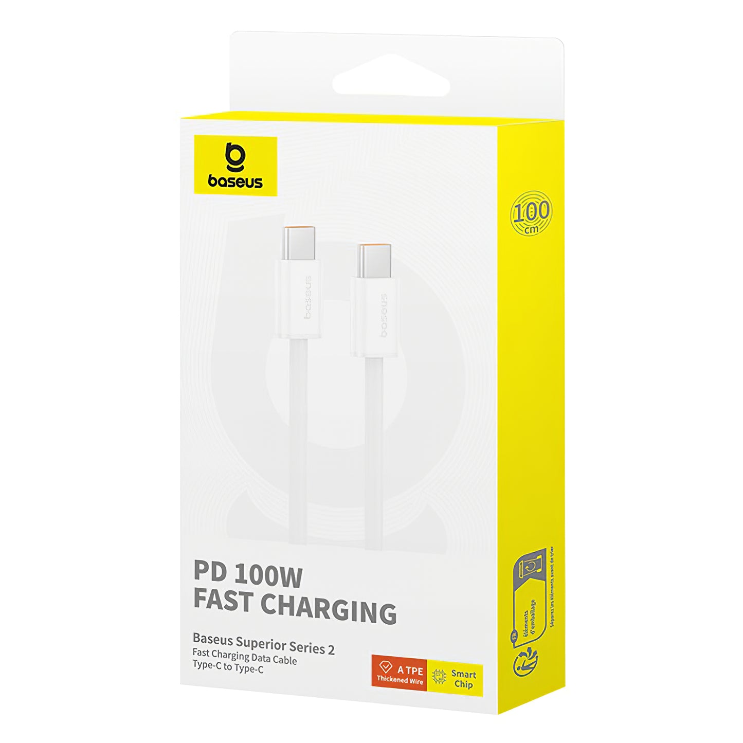 USB-C data- og ladekabel - USB-C Baseus Superior Series 2, 100 W, 1 m, hvit P10365200211-03