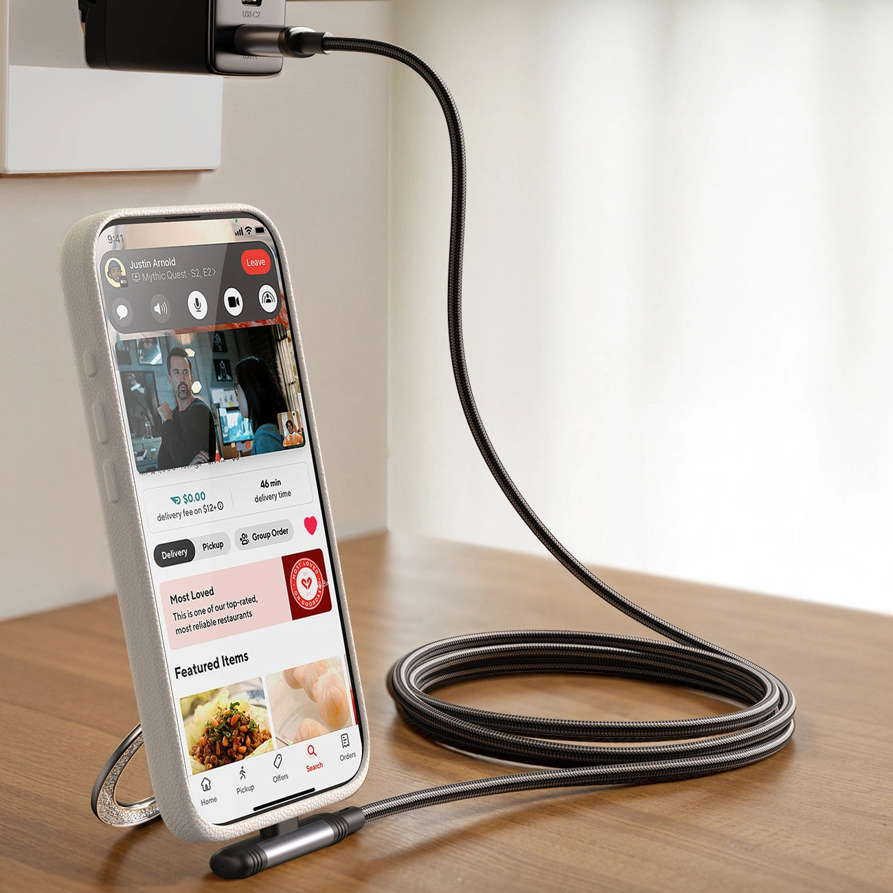 USB-C til USB-C data- og ladekabel Joyroom S-A56 EnjoyX Angled, 60W, 1.2m, Svart