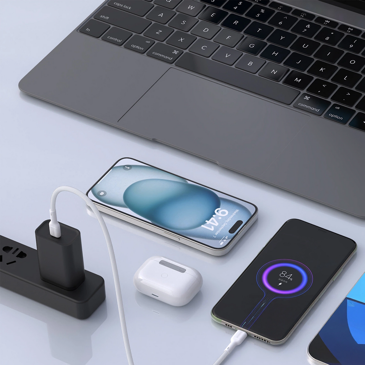 USB-C Data- og ladekabel - USB-C Dudao L9C Max, 240W, 1,2m, Hvit