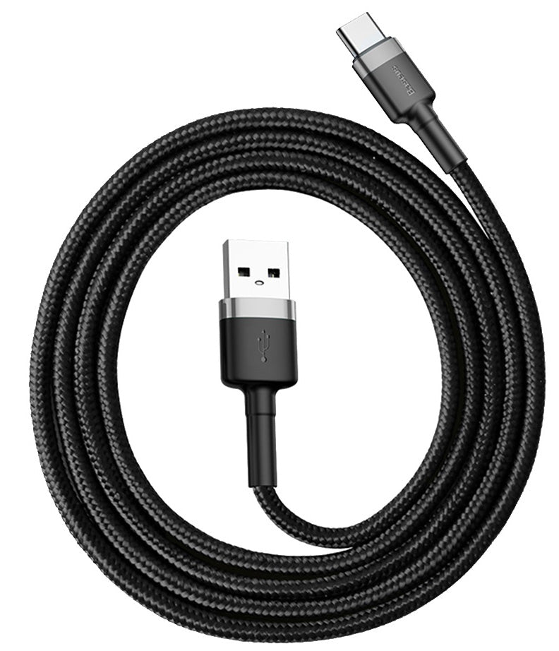 Data- og ladekabel USB-A - USB-C Baseus Cafule, 60W, 1m, Grå CATKLF-BG1