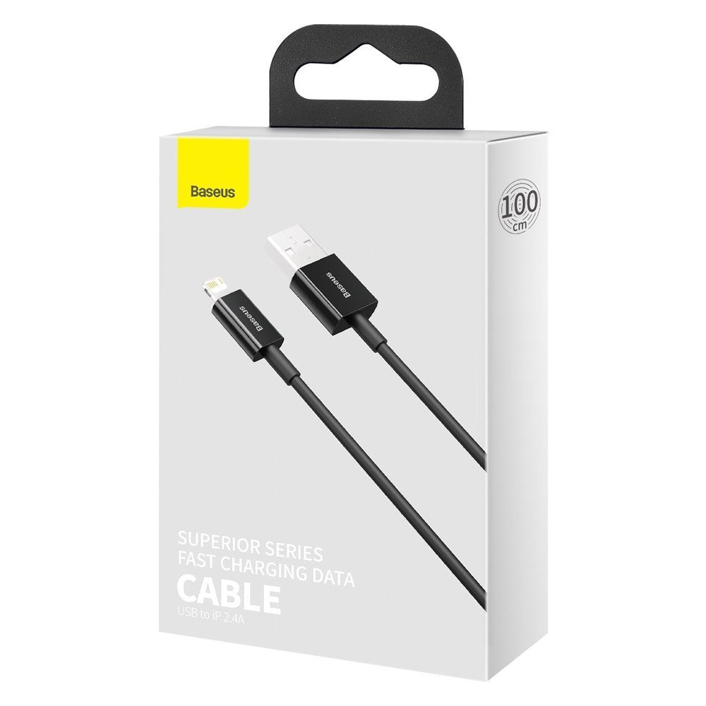 Data- og ladekabel USB-A - Lightning Baseus Superior Series, 20 W, 1 m, svart CALYS-A01