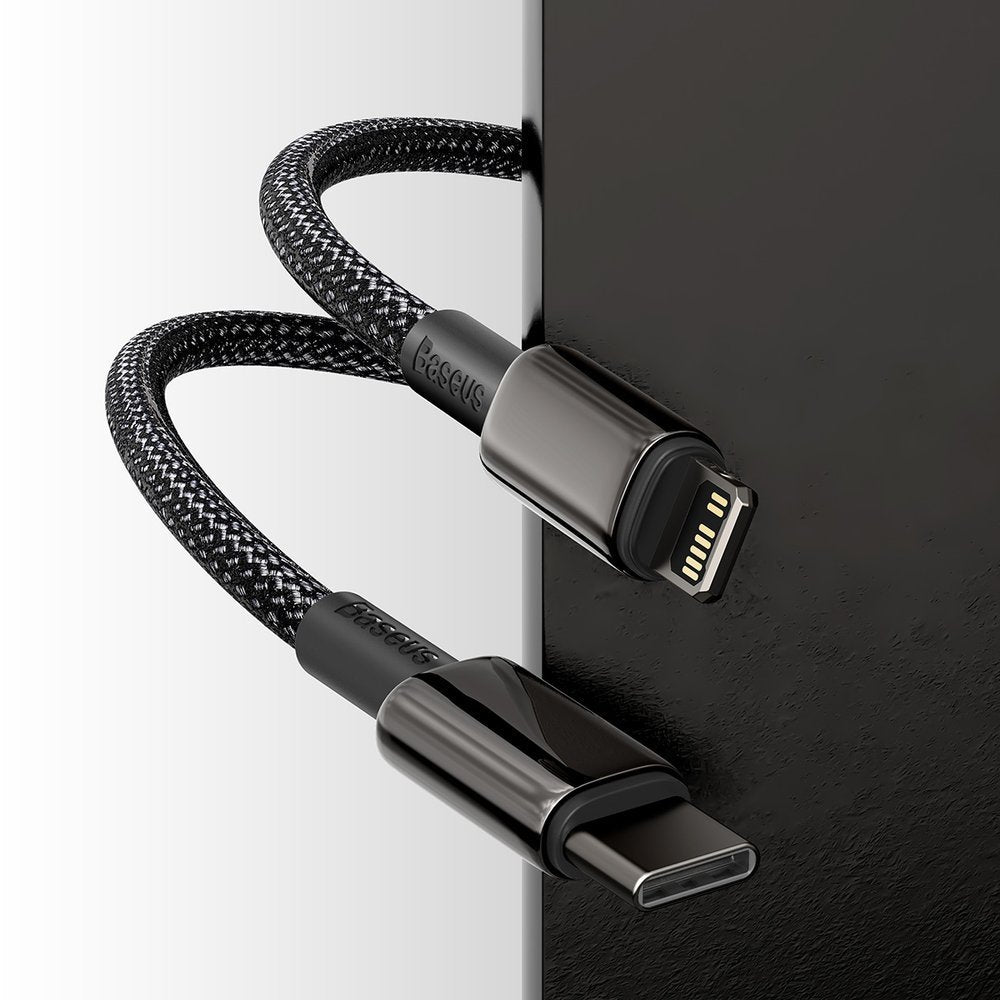 Data- og ladekabel USB-C - Lightning Baseus Tungsten Tungsten Gold, 20 W, 1 m, svart CATLWJ-01 CATLWJ-01