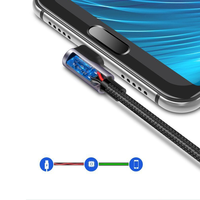 USB-A - USB-C UGREEN US284 Angled data- og ladekabel, 18W, 1m, Grå