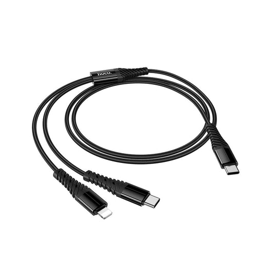 USB-C - Lightning / USB-C Ladekabel HOCO X123, 10W, 1m, Svart
