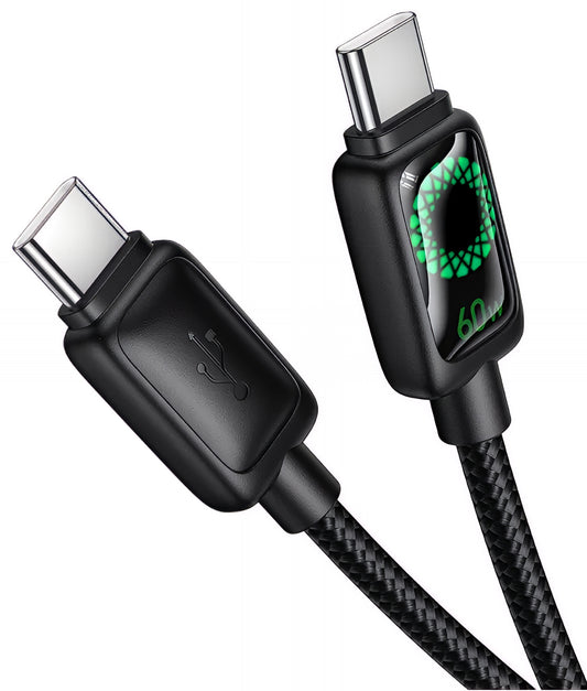 USB-C til USB-C data- og ladekabel HOCO U146, 60W, 1.2m, Svart
