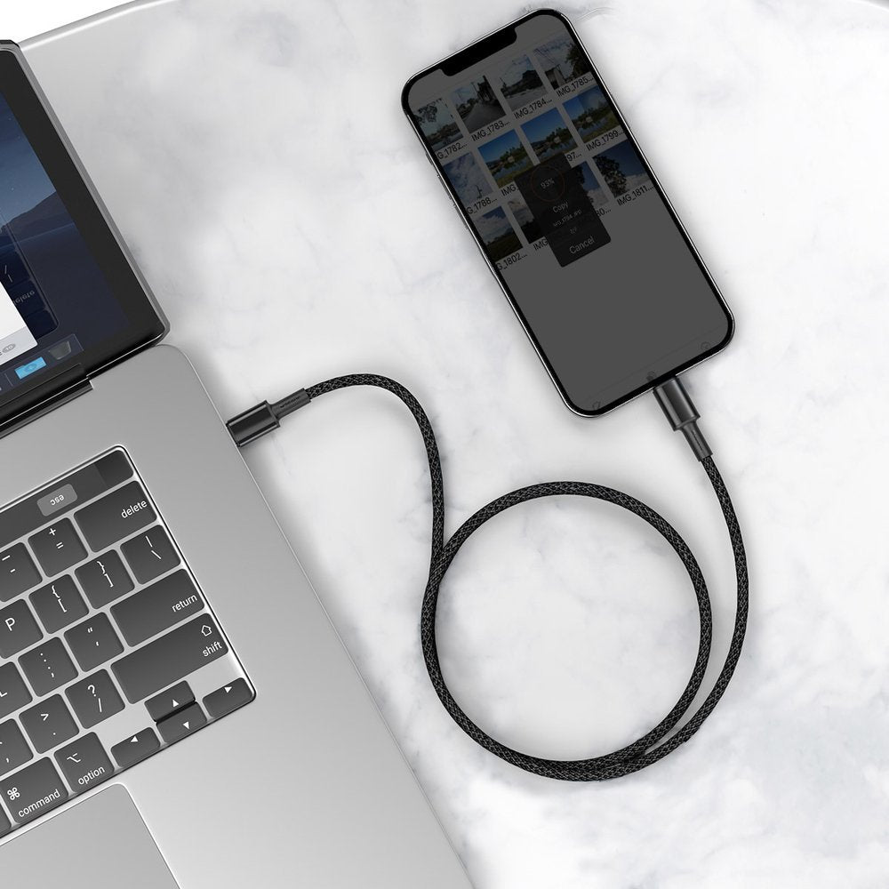 USB-C - Lightning Baseus Flettet data- og ladekabel med høy tetthet, 20 W, 1 m, svart CATLGD-01 CATLGD-01