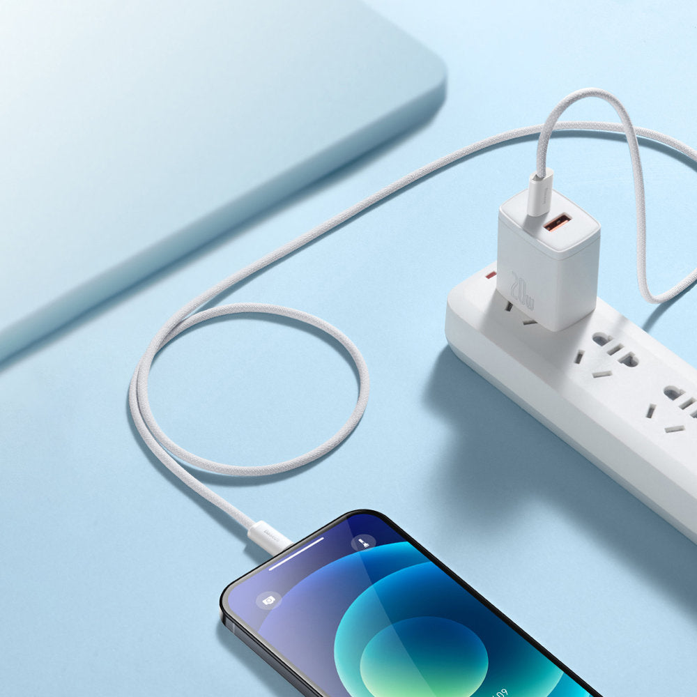 USB-C - Lightning Baseus Dynamic Fast Charging Data- og ladekabel, 20 W, 2 m, hvit CALD000102