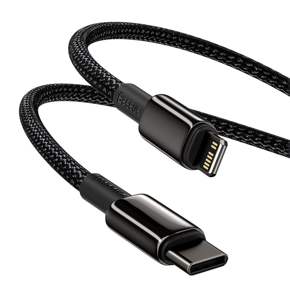 Data- og ladekabel USB-C - Lightning Baseus Tungsten Tungsten Gold, 20 W, 1 m, svart CATLWJ-01 CATLWJ-01