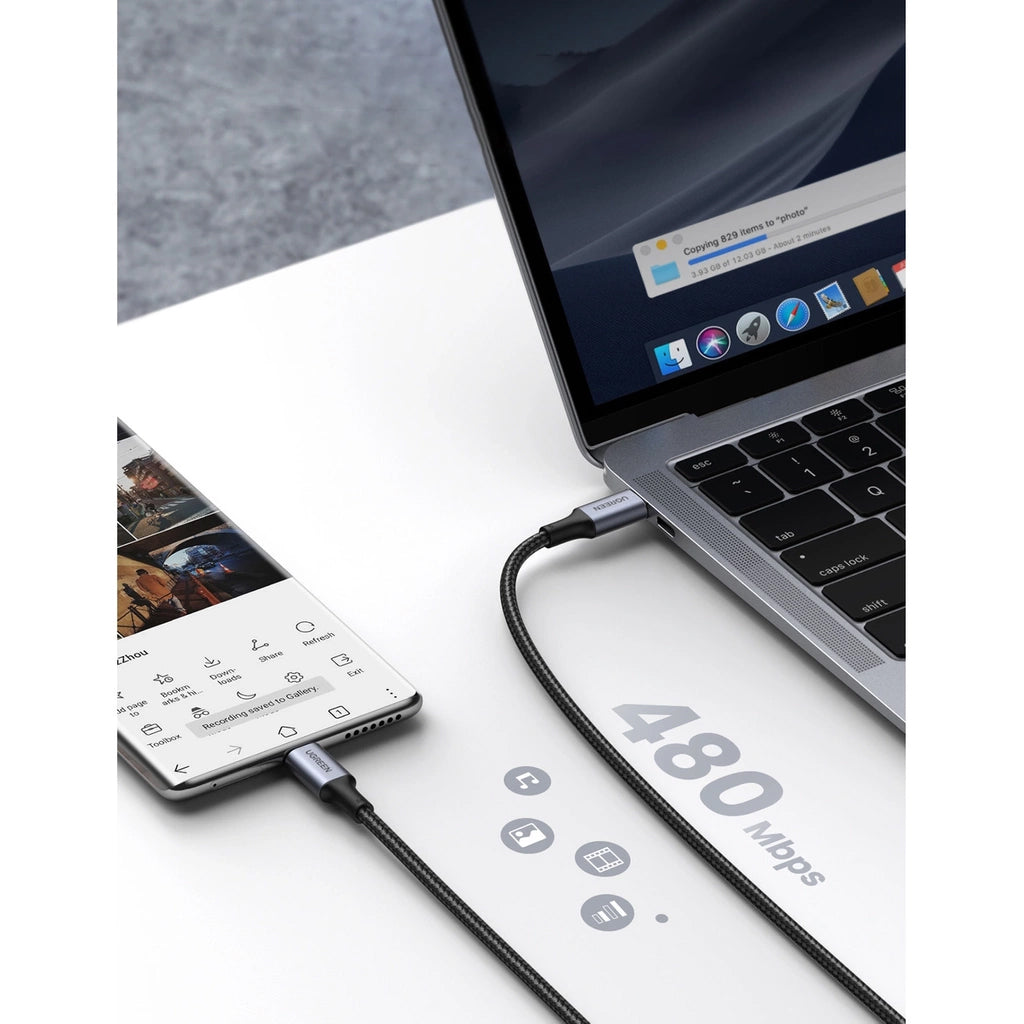 USB-C til USB-C data- og ladekabel UGREEN US316, 100W, 0.5m, Grå