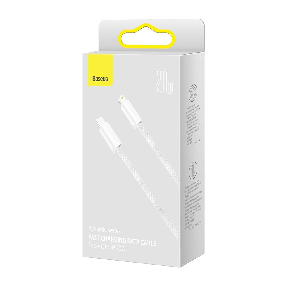 USB-C - Lightning Baseus Dynamic Fast Charging Data- og ladekabel, 20 W, 2 m, hvit CALD000102