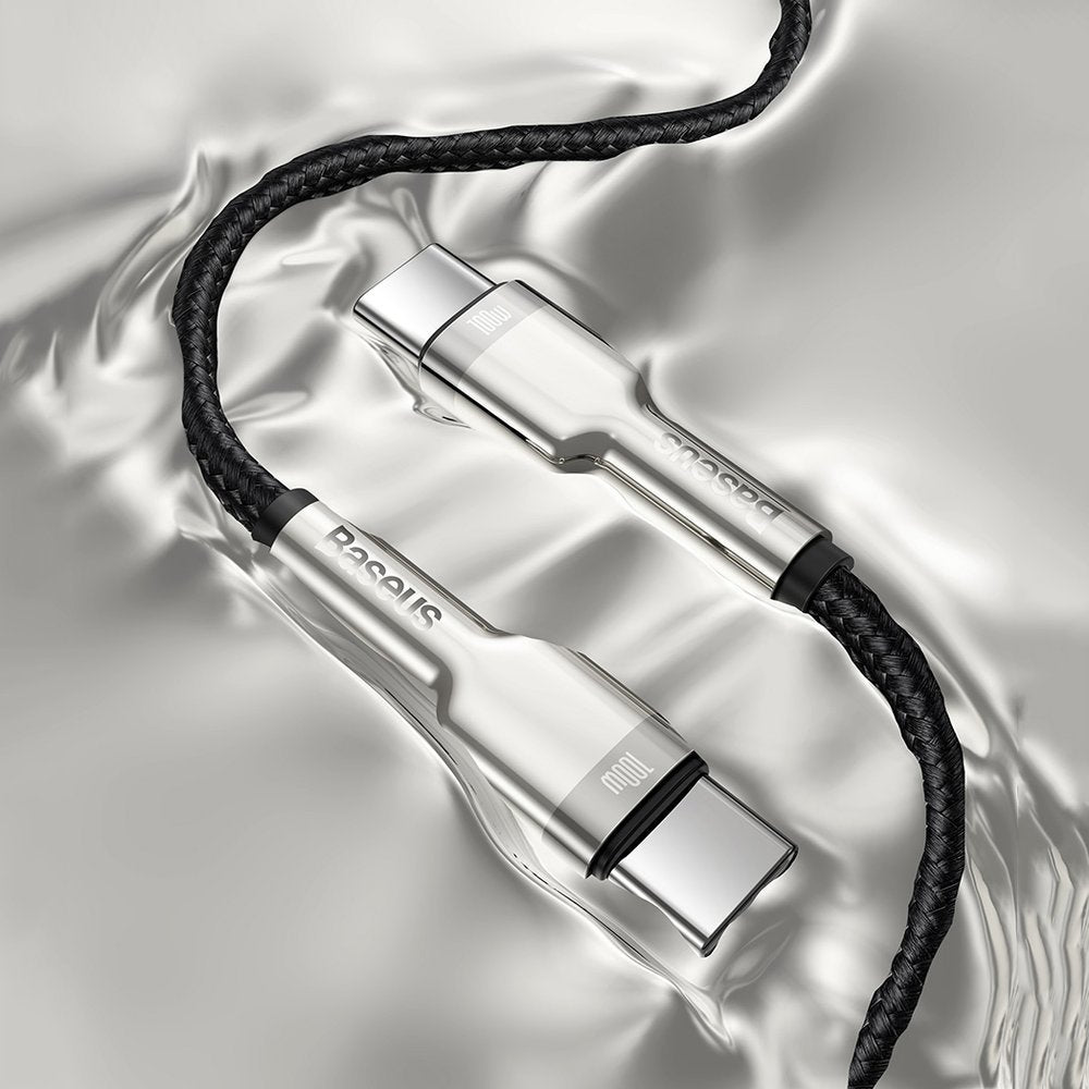 USB-C data- og ladekabel - USB-C Baseus Cafule Metal Series, 100 W, 1 m, svart CATJK-C01