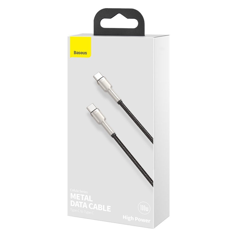 USB-C data- og ladekabel - USB-C Baseus Cafule Metal Series, 100 W, 1 m, svart CATJK-C01