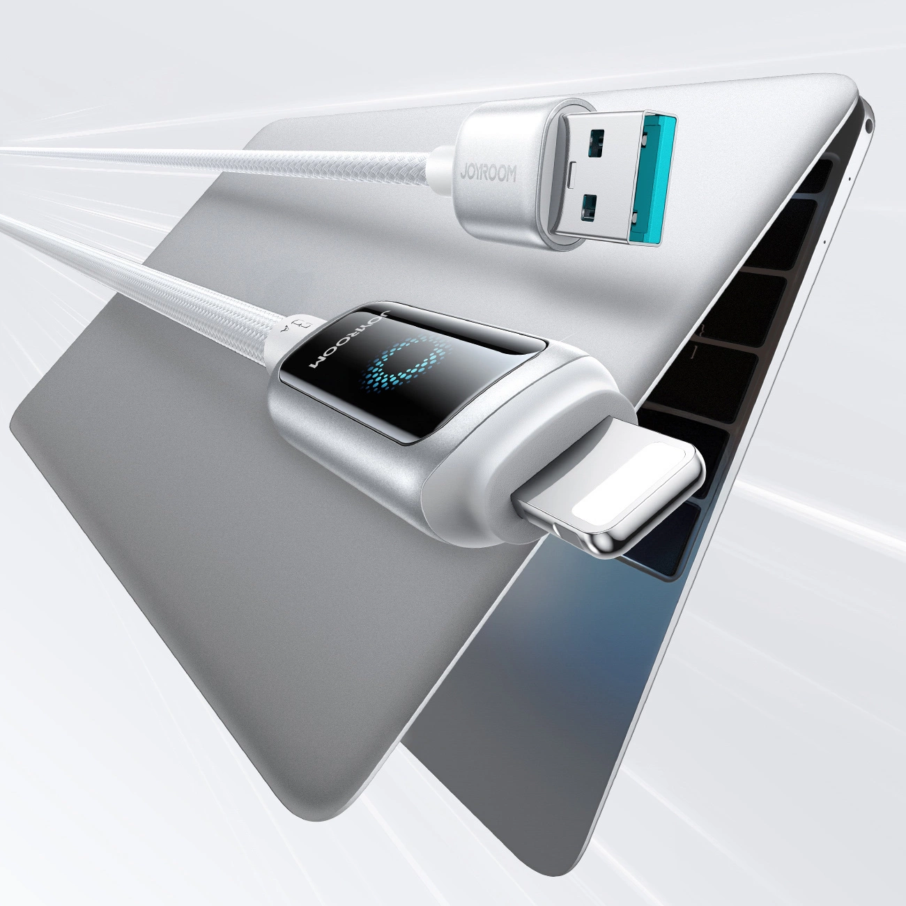 USB-A - Lightning Joyroom S-A55 StarFlight Display data- og ladekabel, 18W, 1.2m, Hvit