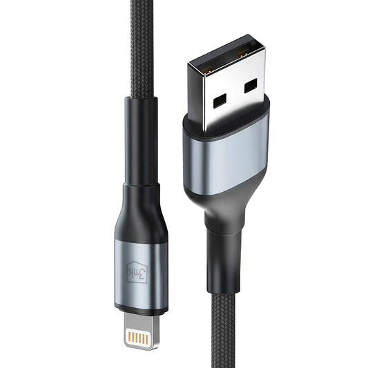 Data- og ladekabel USB-A - Lightning 3MK Hyper N, 12W, 1m, Svart