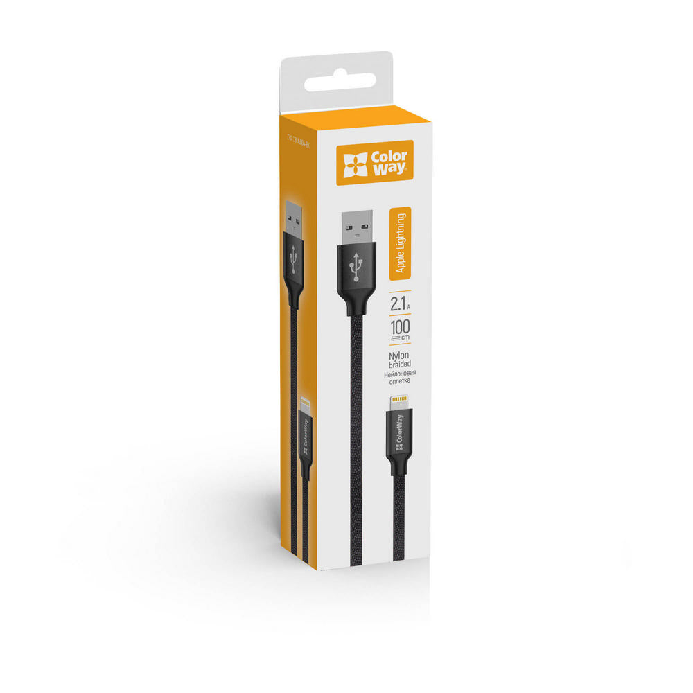 USB-A - Lightning Data og Ladekabel ColorWay CW-CBUL004, 18W, 1m, Svart