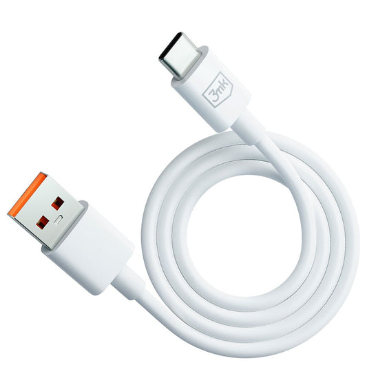 USB-A - USB-C 3MK Hyper data- og ladekabel, 60W, 1.2m, Hvit