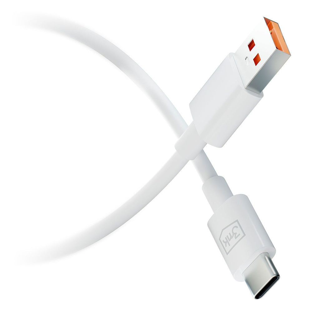 USB-A - USB-C 3MK Hyper data- og ladekabel, 60W, 1.2m, Hvit