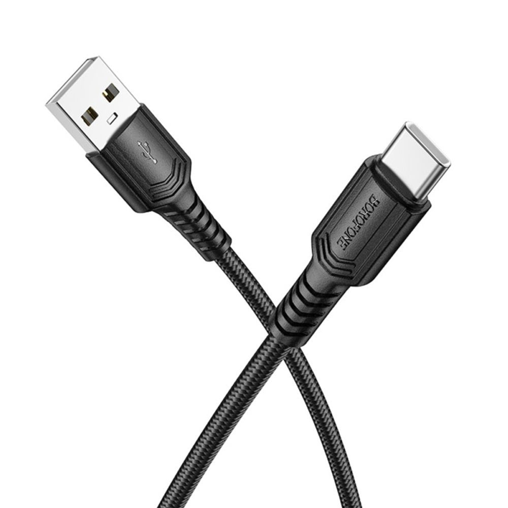 Data- og ladekabel USB-A - USB-C Borofone BX116 Certain, 18W, 1m, Svart
