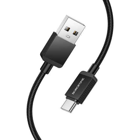 Data- og ladekabel USB-A - USB-C Borofone BX120 Placer, 18W, 1m, Svart