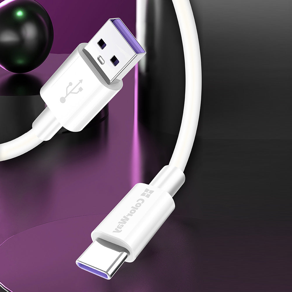 Data- og ladekabel USB-A - USB-C ColorWay CW-CBUC019, 18W, 1m, Hvit