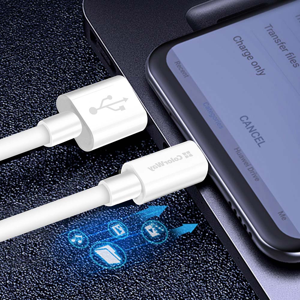 Data- og ladekabel USB-A - USB-C ColorWay CW-CBUC019, 18W, 1m, Hvit