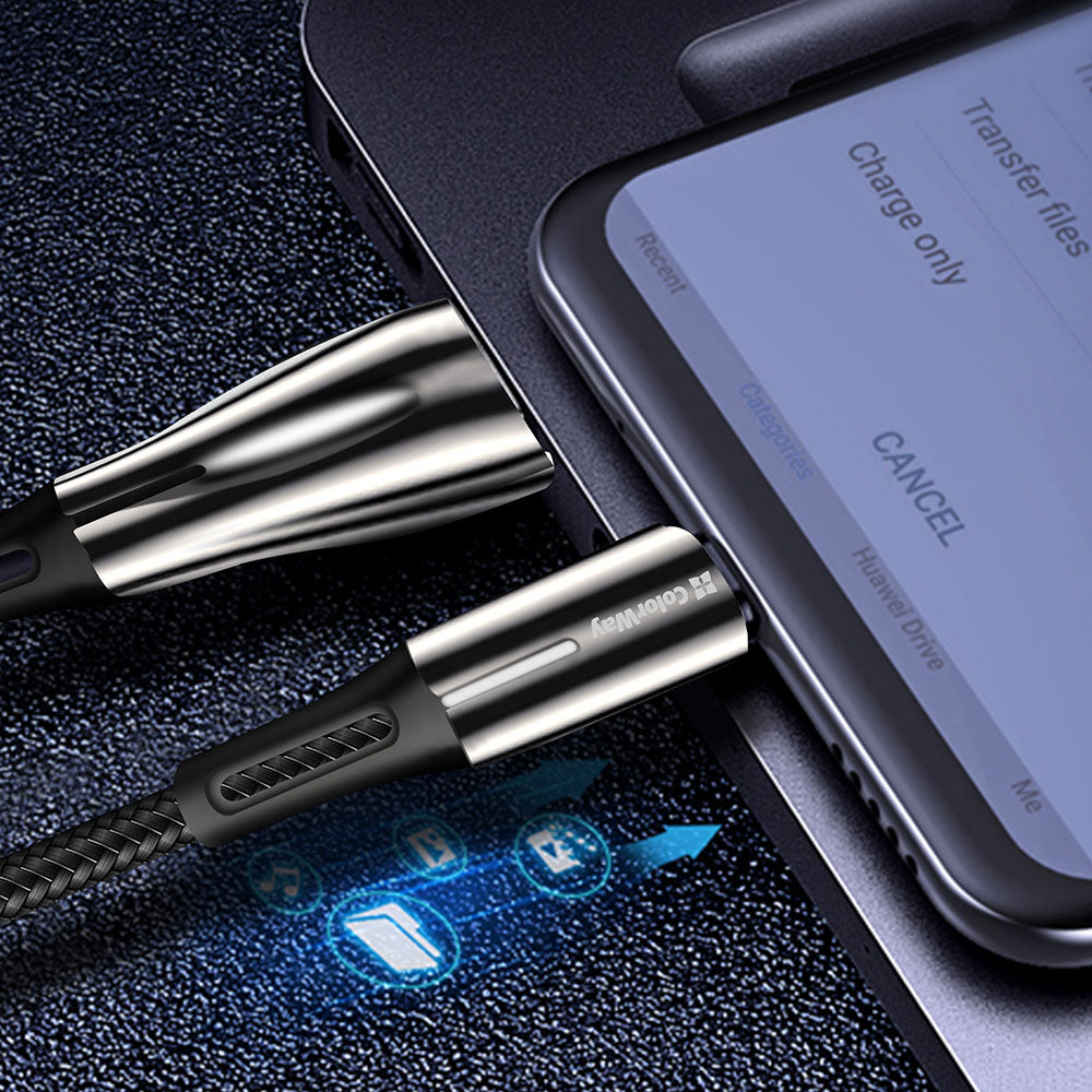 Data- og ladekabel USB-A - USB-C ColorWay CW-CBUC035, 18W, 1m, Svart