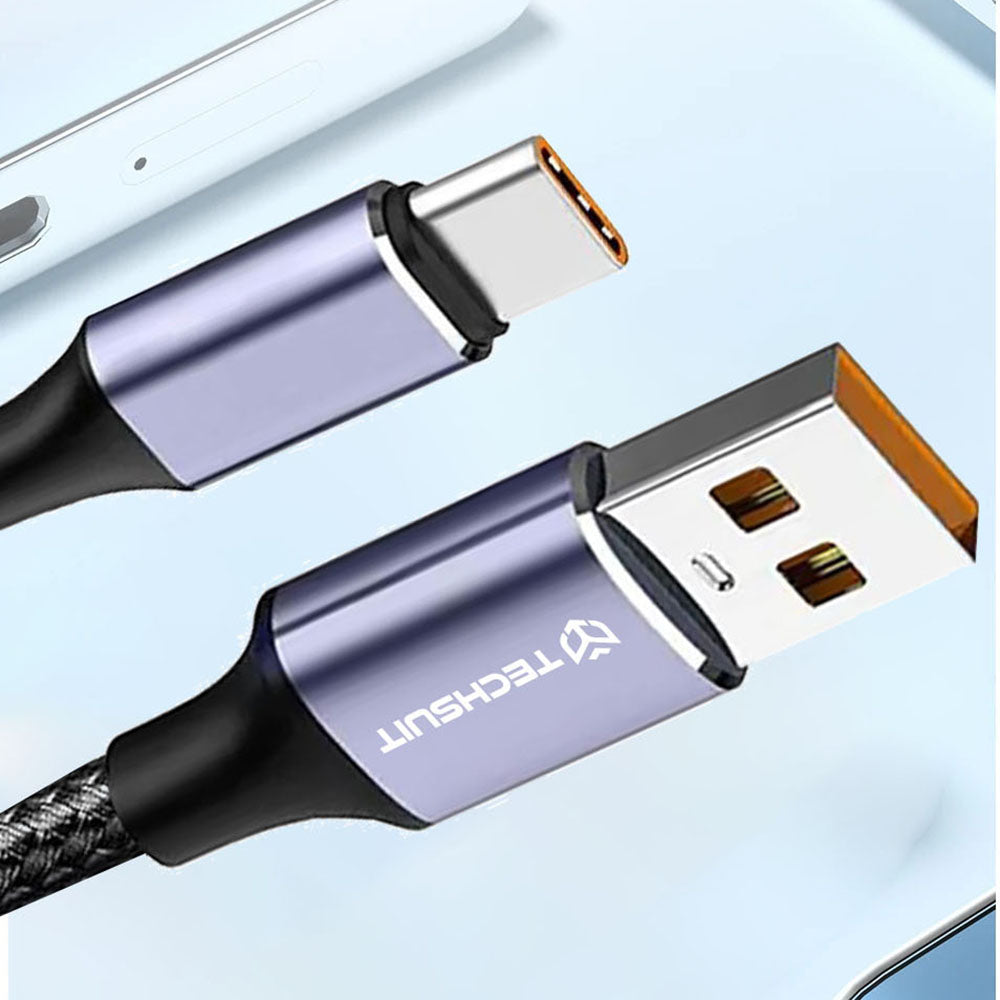 Data- og ladekabel USB-A - USB-C Techsuit PCB018, 100W, 1m, Svart